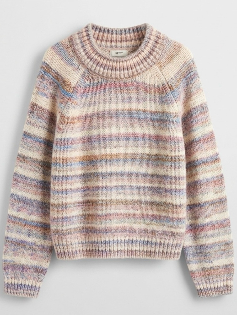 next Girls Pastel Multistripe Crew Neck Knit Sweater - size 8Y